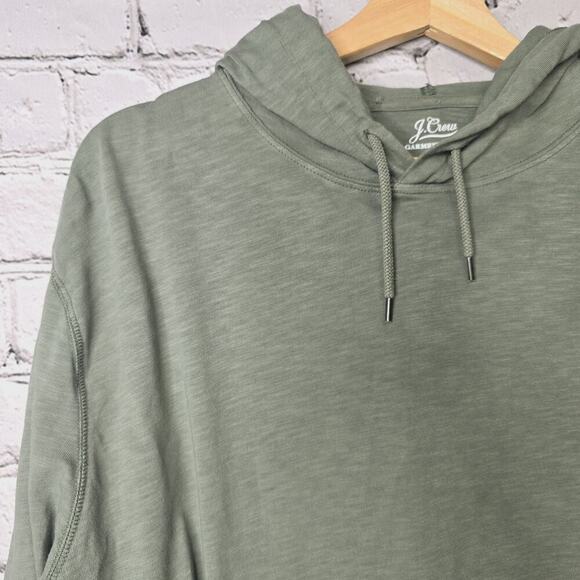 J Crew Mens Garment Dyed Slub 100% Cotton Green Hoodie Size Medium - Picture 4 of 11
